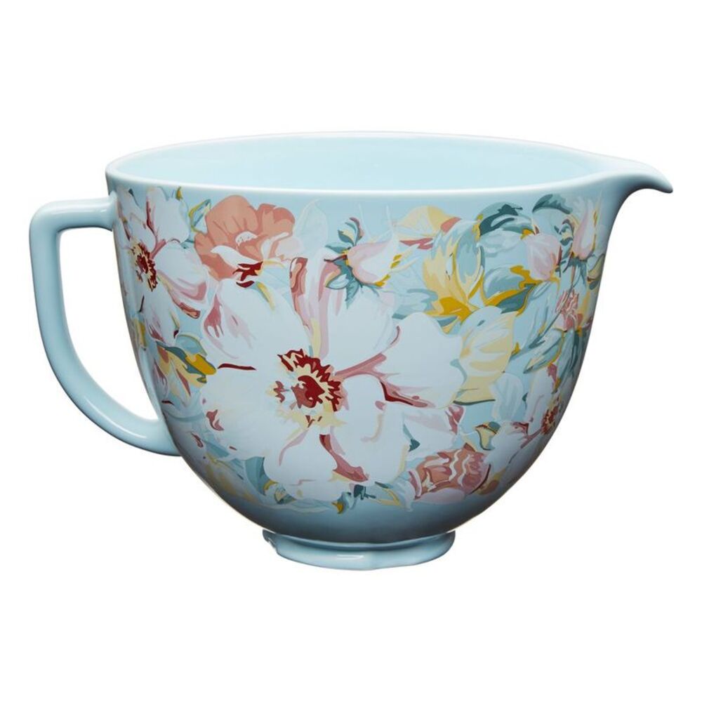 KitchenAid Light Blue Floral Mixing Bowl with Handle